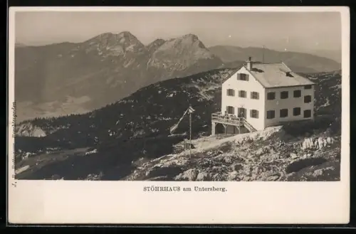 AK Stöhrhaus am Untersberg, Haus mit Bergpanorama