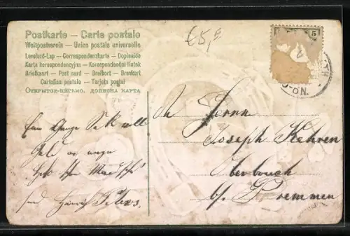 AK Geldscheine und Münzen mit Hufeisen und Kleeblättern