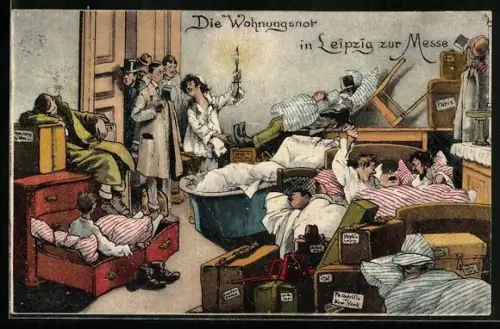AK Leipzig, Wohnungsnot zur Messe, Humor