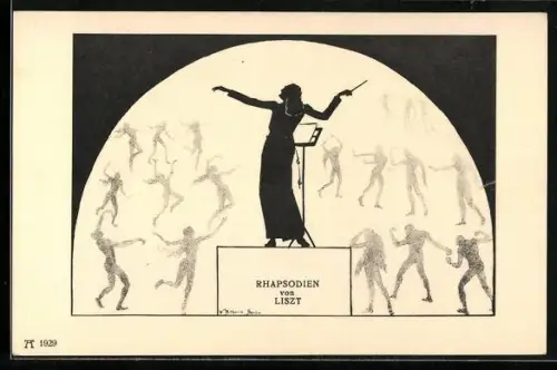 AK Rhapsodien von Liszt, Dirigent und Tänzer, Scherenschnitt