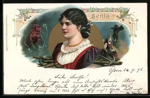 Künstler-Lithographie Franz Stassen: Richard-Wagner-Serie, Senta