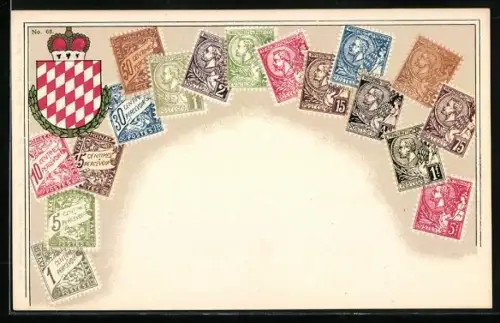 AK Briefmarken aus dem Fürstentum Monaco