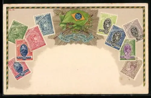 AK Estados Unidos do Brazil, verschiedene Briefmarken