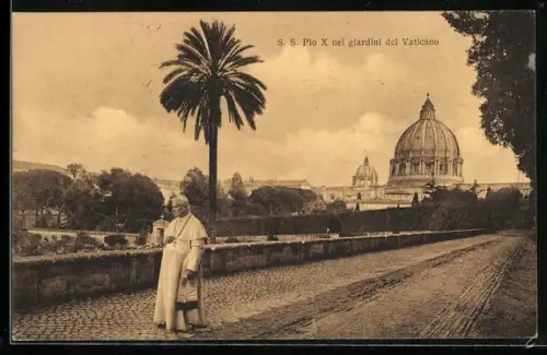 AK Rom, S. S. Pio X nei giardini del Vaticano, Papst Pius X