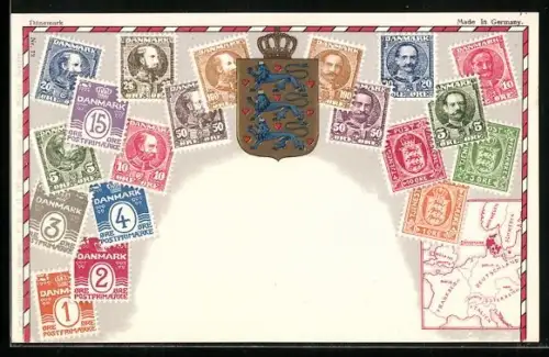 AK Briefmarken aus Dänemark