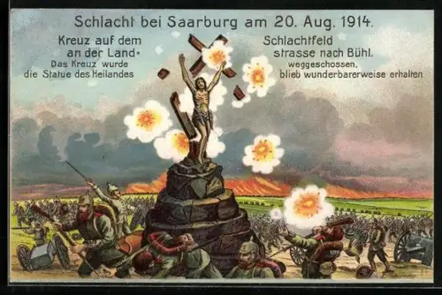 Künstler-AK Saarburg, Schlacht bei Saarburg am 20. August 1914