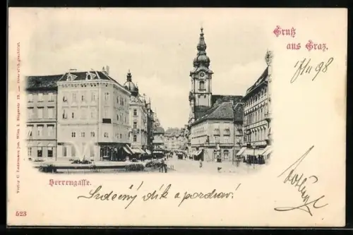 AK Graz, Herrengasse mit Kirche
