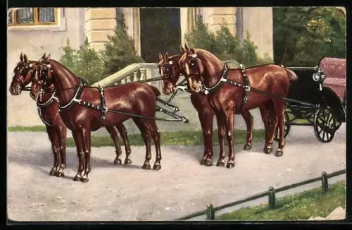 AK Pferdekutsche mit edlen Rössern