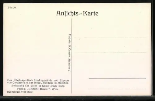 Künstler-AK Julius Schnorr von Carolsfeld: Das Nibelungenlied, Bestattung der Toten in König Etzels Burg