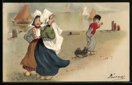 AK Kleiner Hund beisst niederländischen Knaben