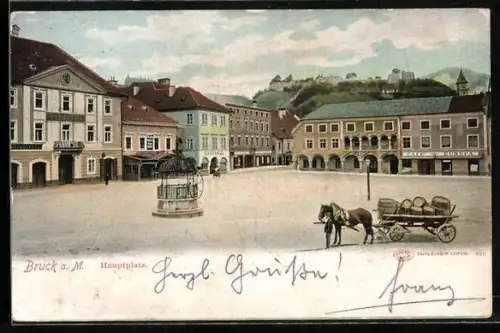 AK Bruck a. M., Café Europa und das Stadtamt am Hauptplatz