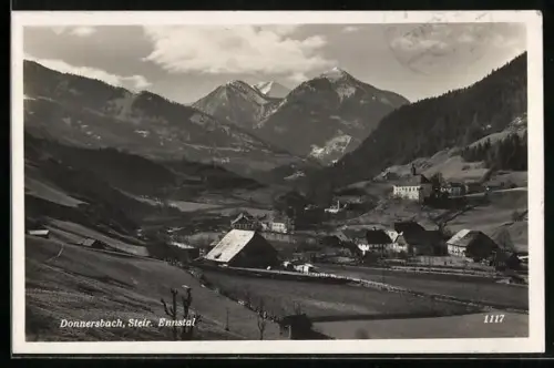 AK Donnersbach, Blick auf den Ort im Ennstal
