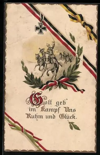 AK Kavallerie beim Angriff, Eisernes Kreuz 1914