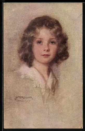 Künstler-AK Hermann Torggler: Mädchen mit braunem Haar