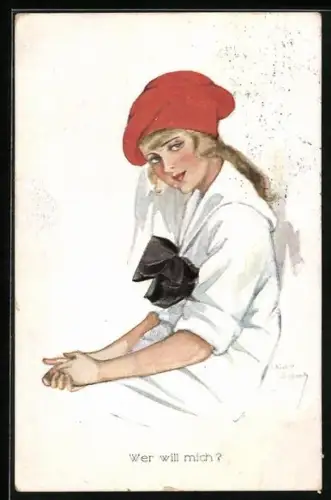 Künstler-AK Chicky Spark: Porträt Mädchen mit Mütze