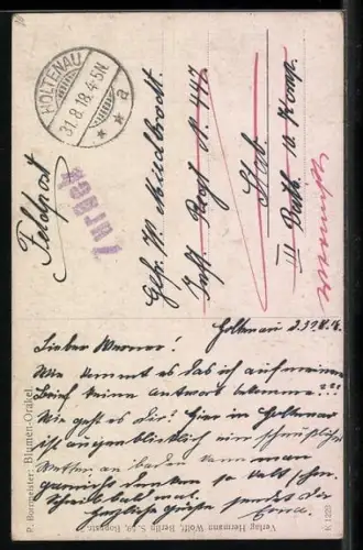 Künstler-AK R. Borrmeister: Blumenorakel, Mädchen mit Margerite