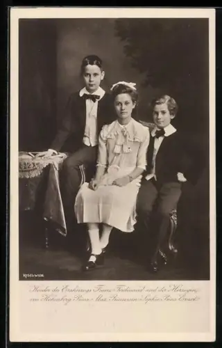 AK Prinz Max, Prinzessin Sophie und Prinz Ernst, Die Kinder des Erzherzogs Franz Ferdinand