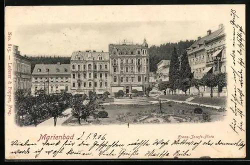 AK Marienbad, Franz-Josefs-Platz mit Bäumen