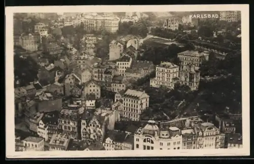 AK Karlsbad, Ortsansicht aus der Vogelschau