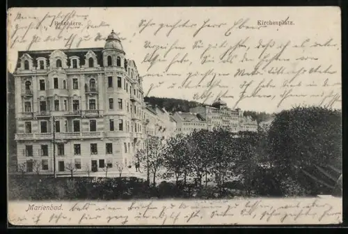 AK Marienbad, Belvedere und Kirchenplatz