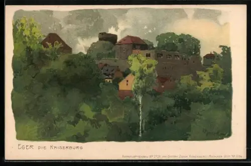 Künstler-AK Alexander Marcks: Eger, Teilansicht der Kaiserburg