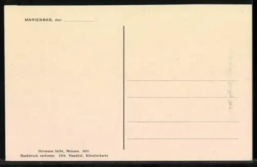 AK Marienbad, Bahnhofstrasse mit Cafe Egerländer
