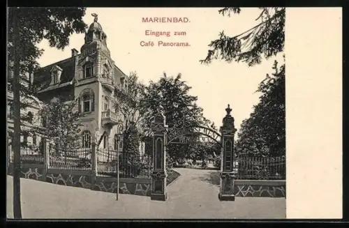 AK Marienbad, Eingang zum Cafe Panorama