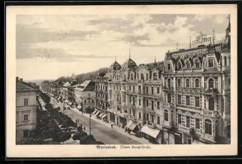 AK Marienbad, Blick in die Obere Hauptstrasse