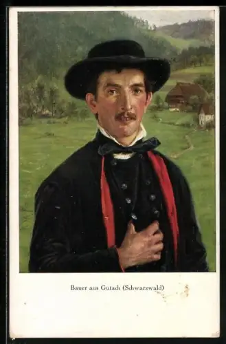 Künstler-AK Wilhelm Hasemann: Serie VIII. No. 1, Bauer aus Gutach im Schwarzwald