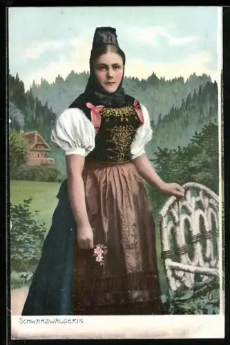 AK Schwarzwälderin in Tracht