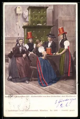 AK Waldkirch, Glotterthäler aus dem Glotterthal in Schwarzwälder Tracht