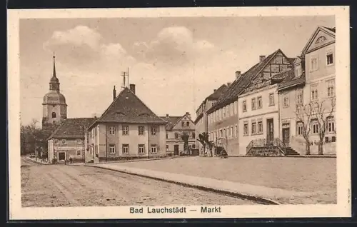 AK Bad Lauchstädt, Markt mit Hotel schwarzer Adler