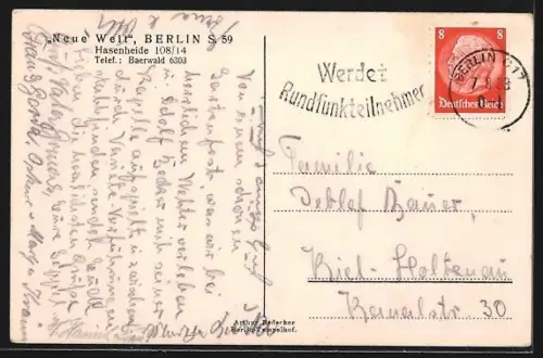 AK Berlin-Neukölln, Restaurant Neue Welt, Hasenheide 108 /14