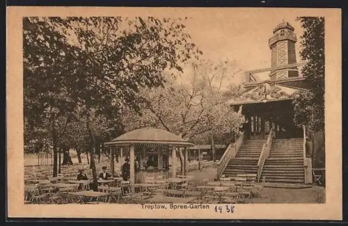 AK Berlin-Treptow, Restaurant Spree-Garten mit Gästen