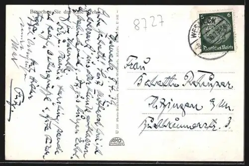 AK Werneck i. Ufr., Cafe Krebs, Ortsansicht