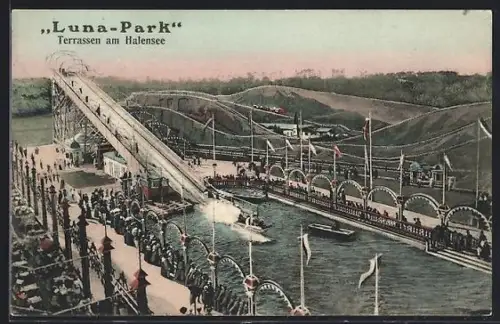 AK Berlin-Halensee, Luna-Park, Terrassen am Halensee, Volksfest