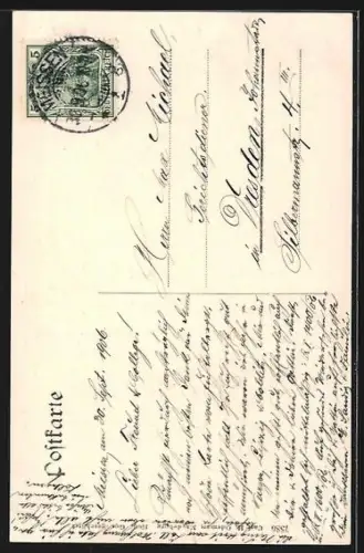 AK Meissen / Elbe, Steuerfreie Fahrkarte von Dort nach Hier, Teilansicht der Stadt mit Kirche