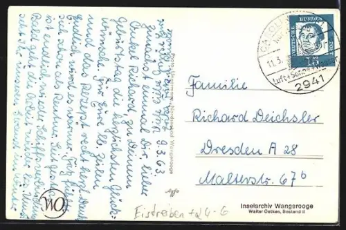 AK Wangerooge, Eistreiben am Strand