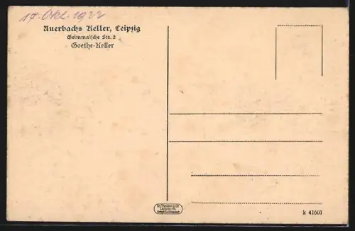 AK Leipzig, Gasthof Auerbachs Keller, Goethe-Keller