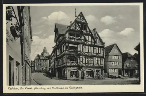 AK Kirchhain /Kassel, Gänseburg, Stadtkirche im Hintergrund