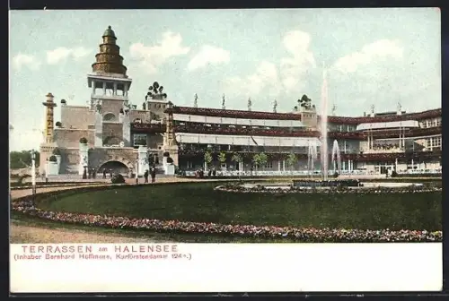 AK Berlin-Halensee, Gasthaus Terrassen am Halensee, Inh. Bernhard Hoffmann, Kurfürstendamm 124