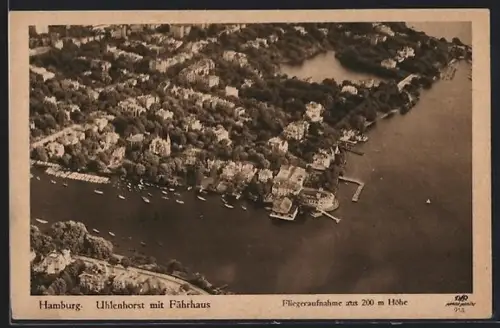 AK Hamburg, Uhlenhorst mit Fährhaus vom Flugzeug aus
