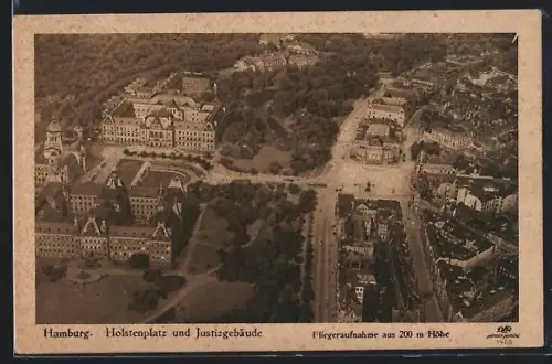 AK Hamburg-Neustadt, Holstenplatz und Justizgebäude vom Flugzeug aus