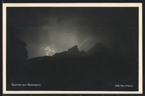AK Berchtesgaden, Gewitter am Watzmann