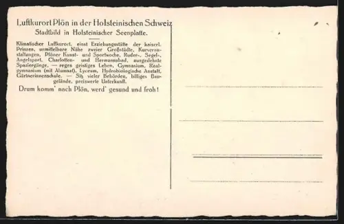 AK Plön in der Holsteinischen Schweiz, Stadtbild in Holsteinischer Seenplatte vom Flugzeug aus