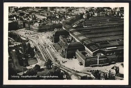 AK Leipzig, Hauptbahnhof, Fliegeraufnahme