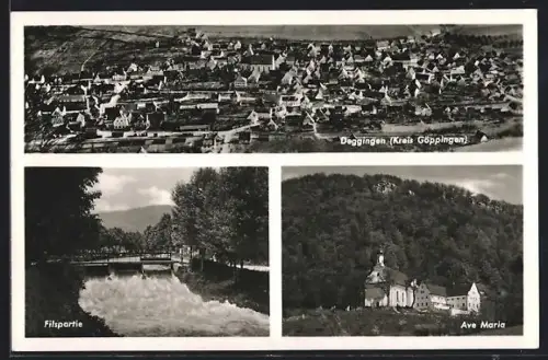 AK Deggingen /Göppingen, Ortsansicht, Filspartie, Ave Maria