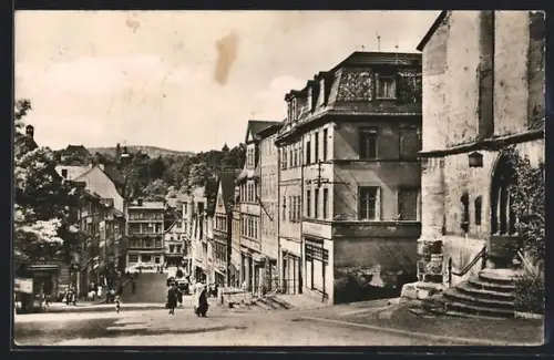 AK Pössneck /Thür., Markt mit Schuhgasse