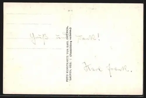 AK Laufen a. Salzach, Stadtansicht mit Kirche und Salzachschleife