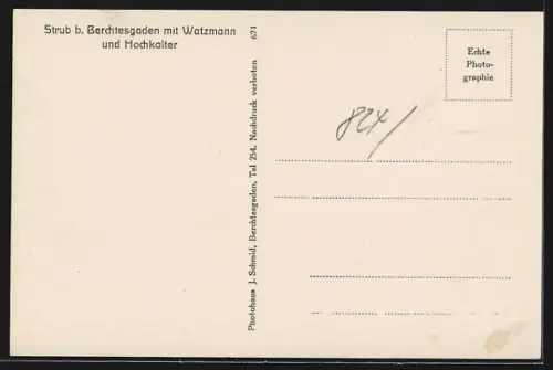 AK Strub b. Berchtesgaden, Watzmann, Hochkalter